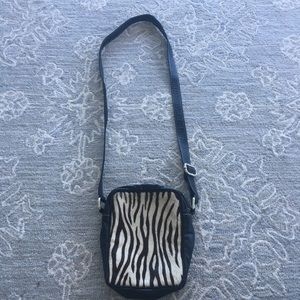 Leather zebra print crossbody